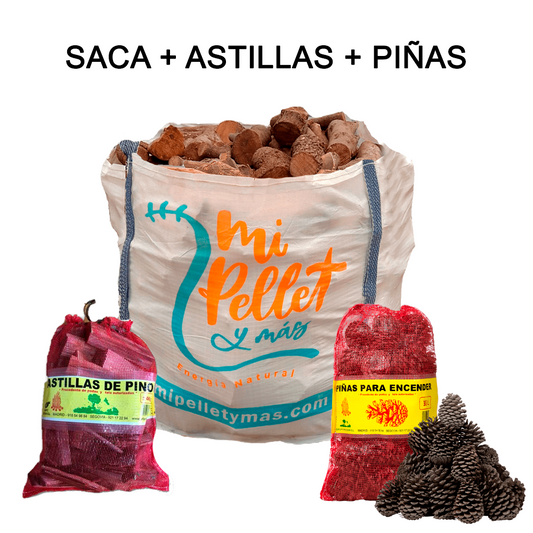 Lena de encina premium saca saco astillas 4kg saco de pinas 35l