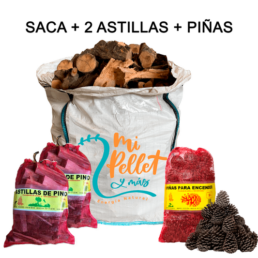 Lena de olivo saca 2 sacos de astillas 4kg saco de pinas 35l ricosan