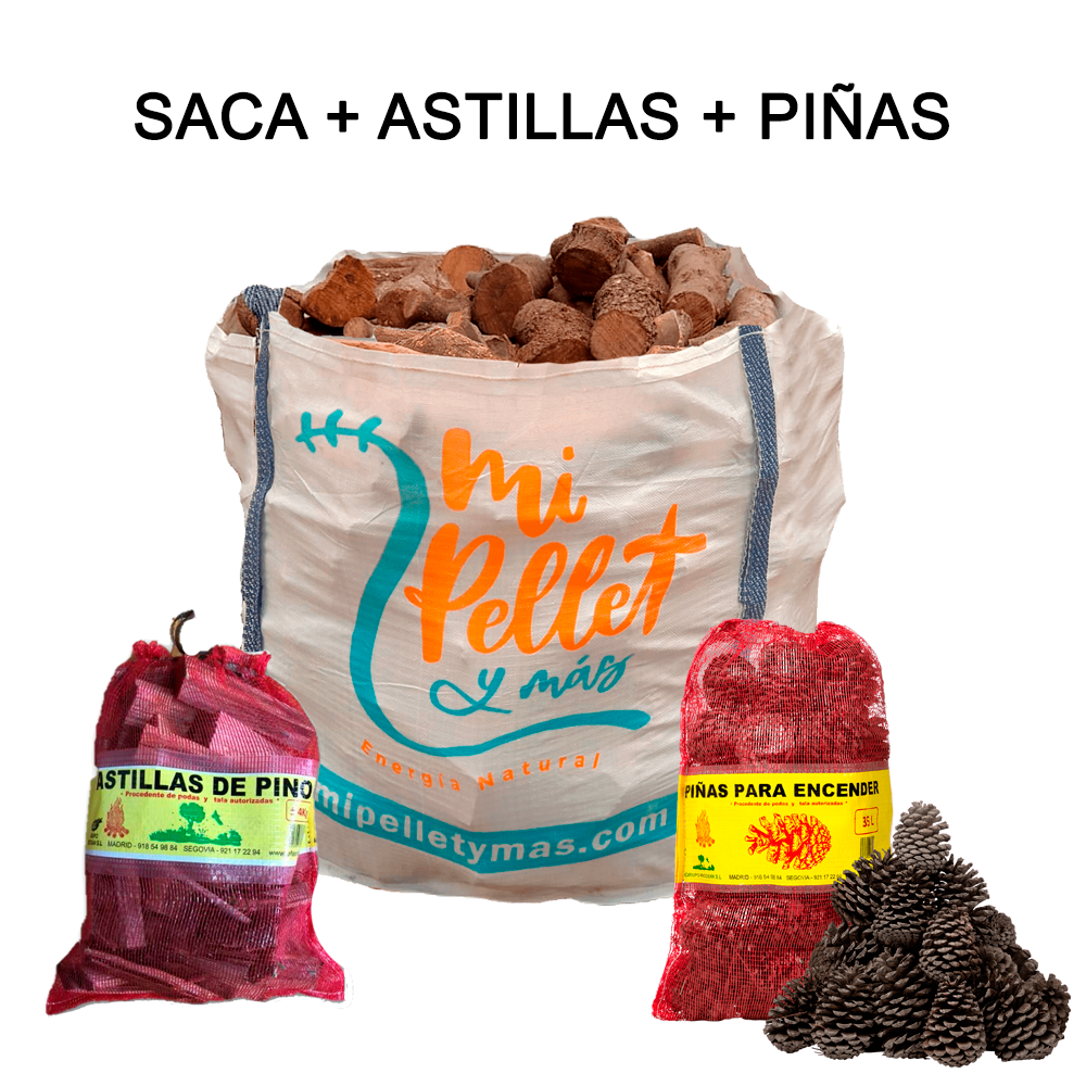Lena de encina premium saca saco astillas 4kg saco de pinas 35l