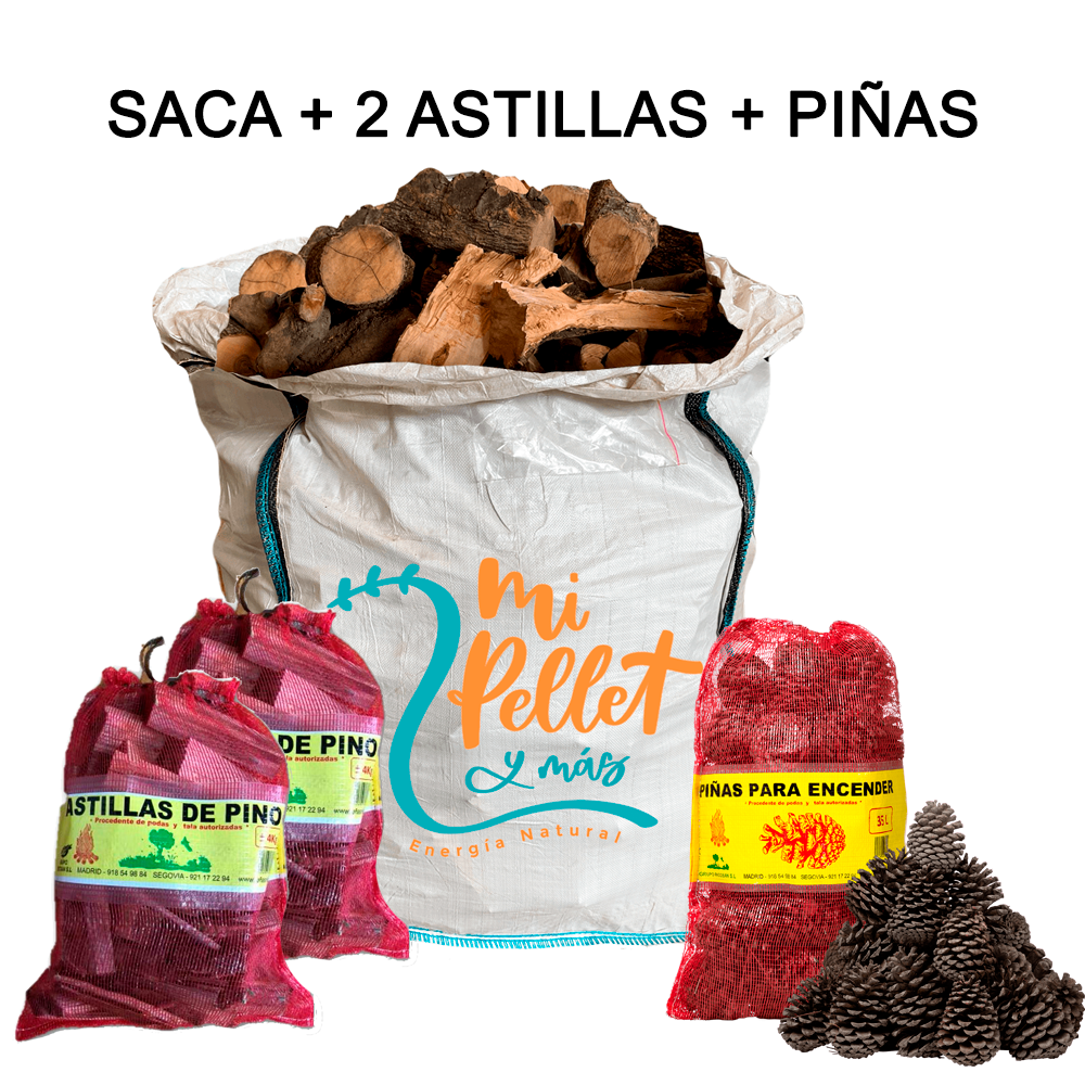 Lena de olivo saca 2 sacos de astillas 4kg saco de pinas 35l ricosan
